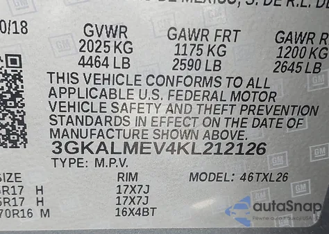 2019 GMC Terrain Sle z USA, uszkodzony, nr VIN 3GKALMEV4KL212126